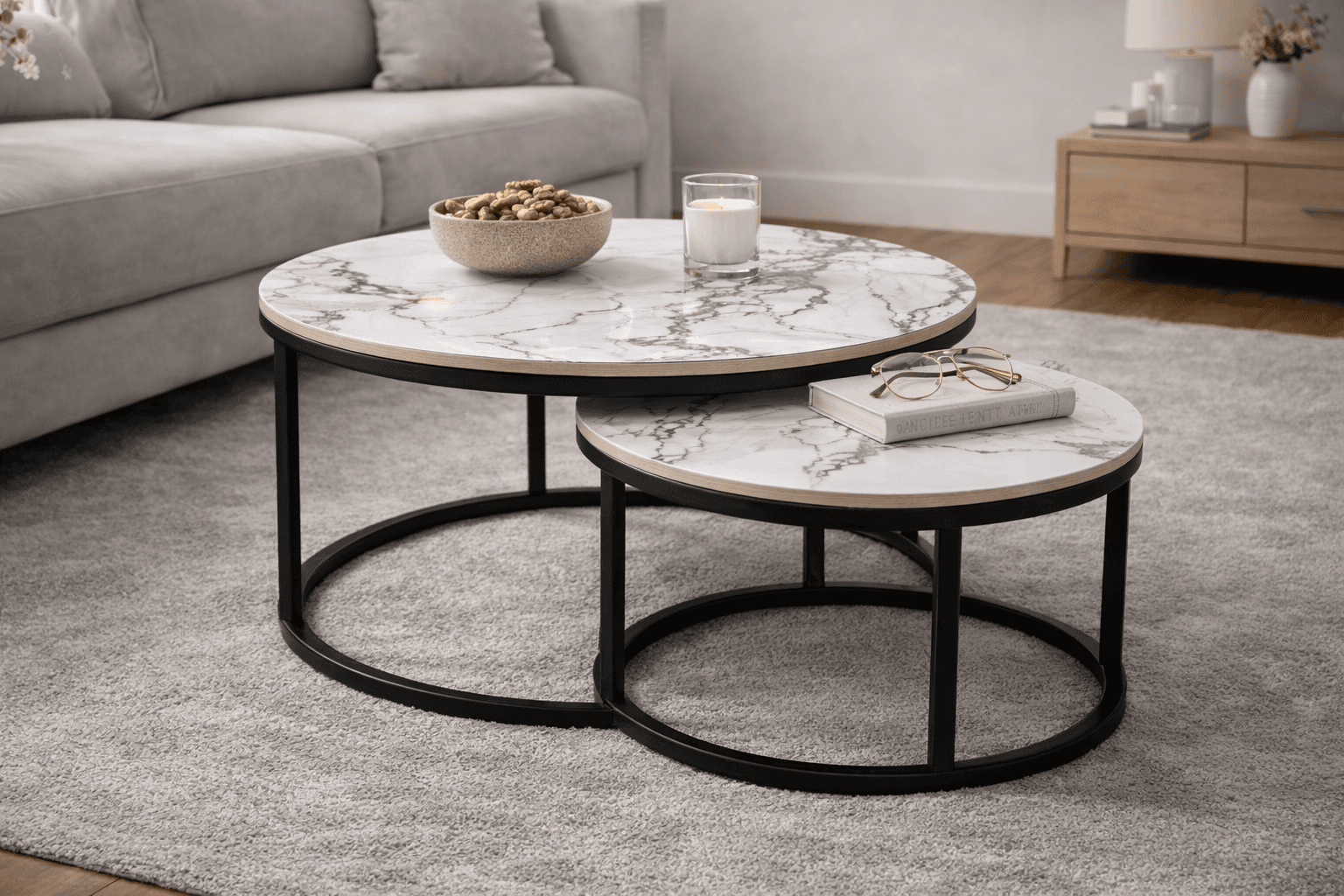 Tavolinë mesi marble duo